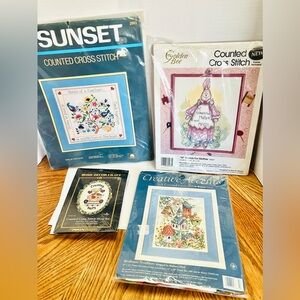 Vintage Counted Cross Stitch Lot(4) New Assorted Brands Read
